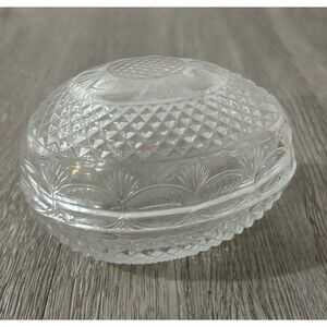 Vintage Cut Glass Egg Trinket Dish Easter Decor Avon